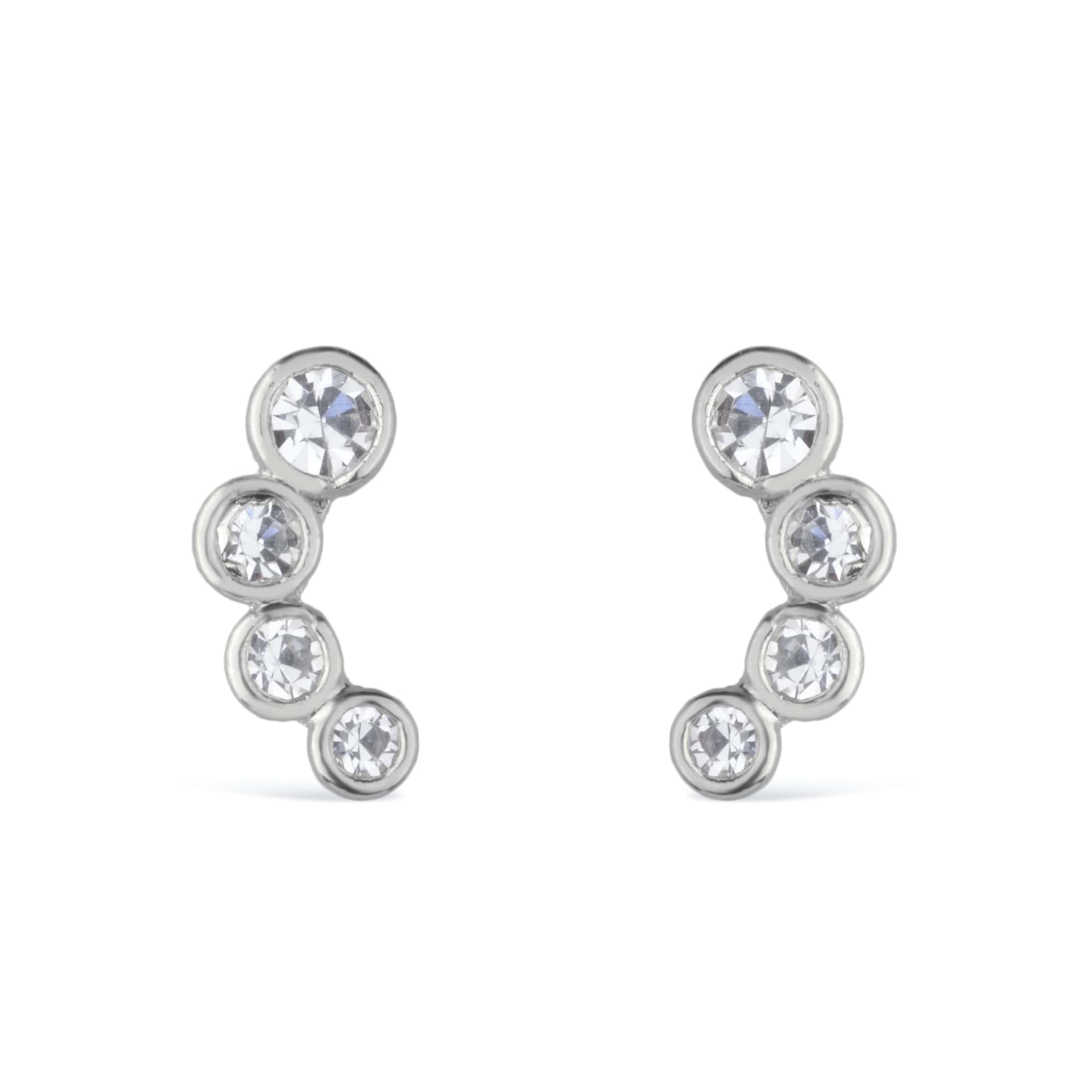 🎁 Brinco Prateado com 4 Pontos de Luz em Zircônia (100% off)